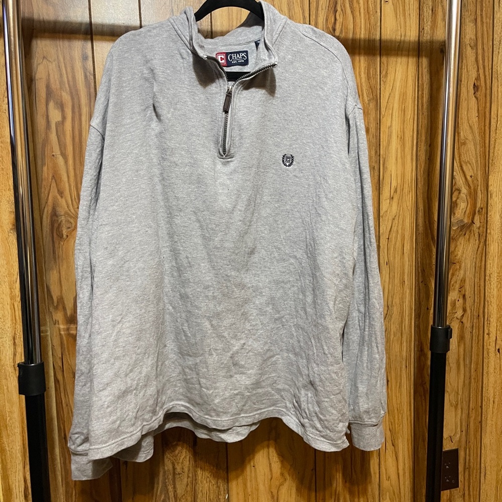 Chaps Light Gray Quarter-Zip Sweatshirt 3xlt